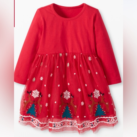 Hanna Andersson 90/3 Red Holiday Sparkle Dress in Soft Tulle - Picture 5 of 6